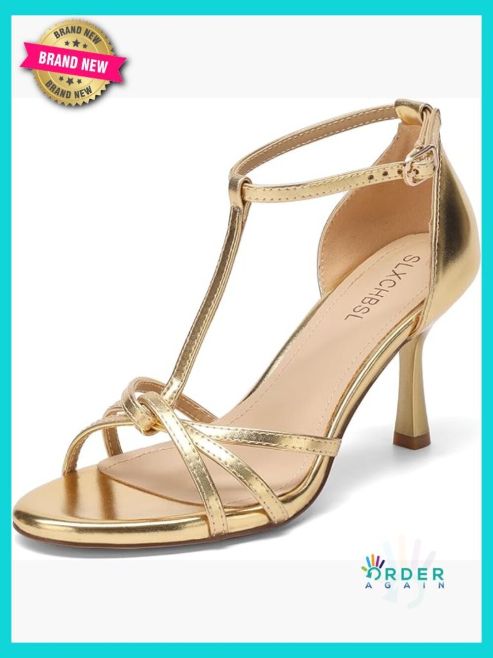 Strappy T-Strap Open Toe Heeled Sandals 3 Inch Kitten Heels Ankle Strap Dressy